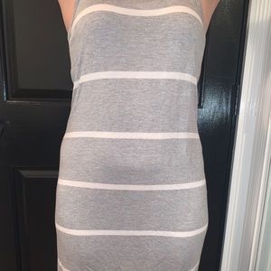 Gray maxi dress with white stripes